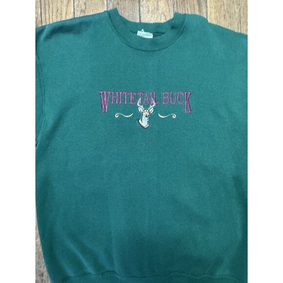Vintage Whitetail Buck Men’s Green Hunter Outdoor Crewneck Graham USA Made - XL - Picture 2 of 6